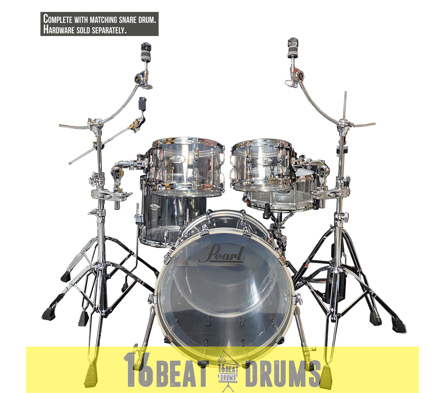 Pearl Drums Crystal Beat Seamless Acrylic in Ultra Clear (20" kick drum) CRB-5-Pc-Complete-20/C#730
