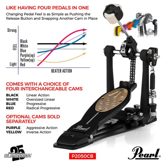 Pearl 25th Anniversary Eliminator Redline Single Bass Drum Pedal Black P-2050C/B limited edition