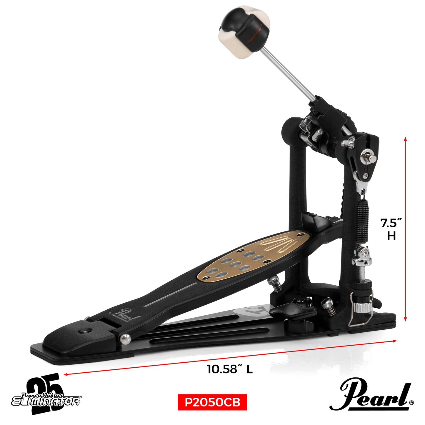 Pearl 25th Anniversary Eliminator Redline Single Bass Drum Pedal Black P-2050C/B limited edition