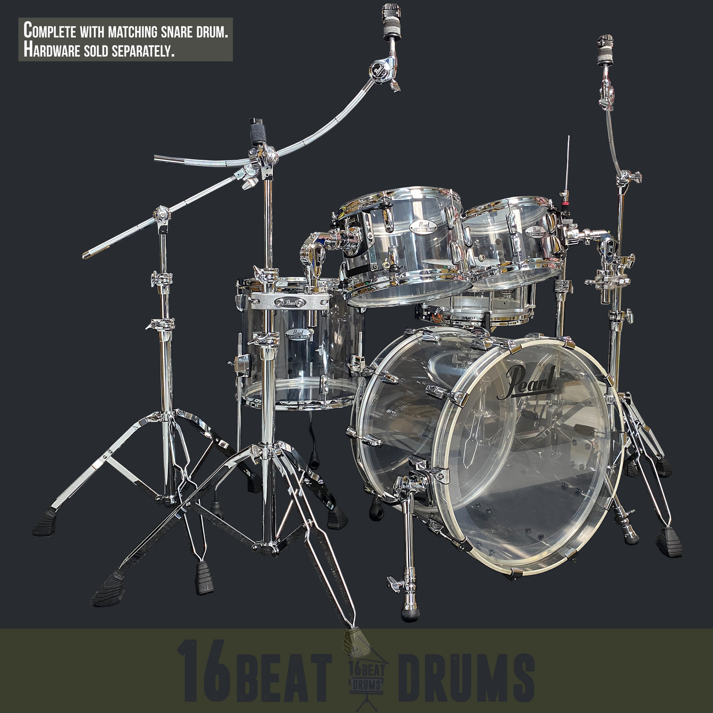 Pearl Drums Crystal Beat Seamless Acrylic in Ultra Clear (20" kick drum) CRB-5-Pc-Complete-20/C#730