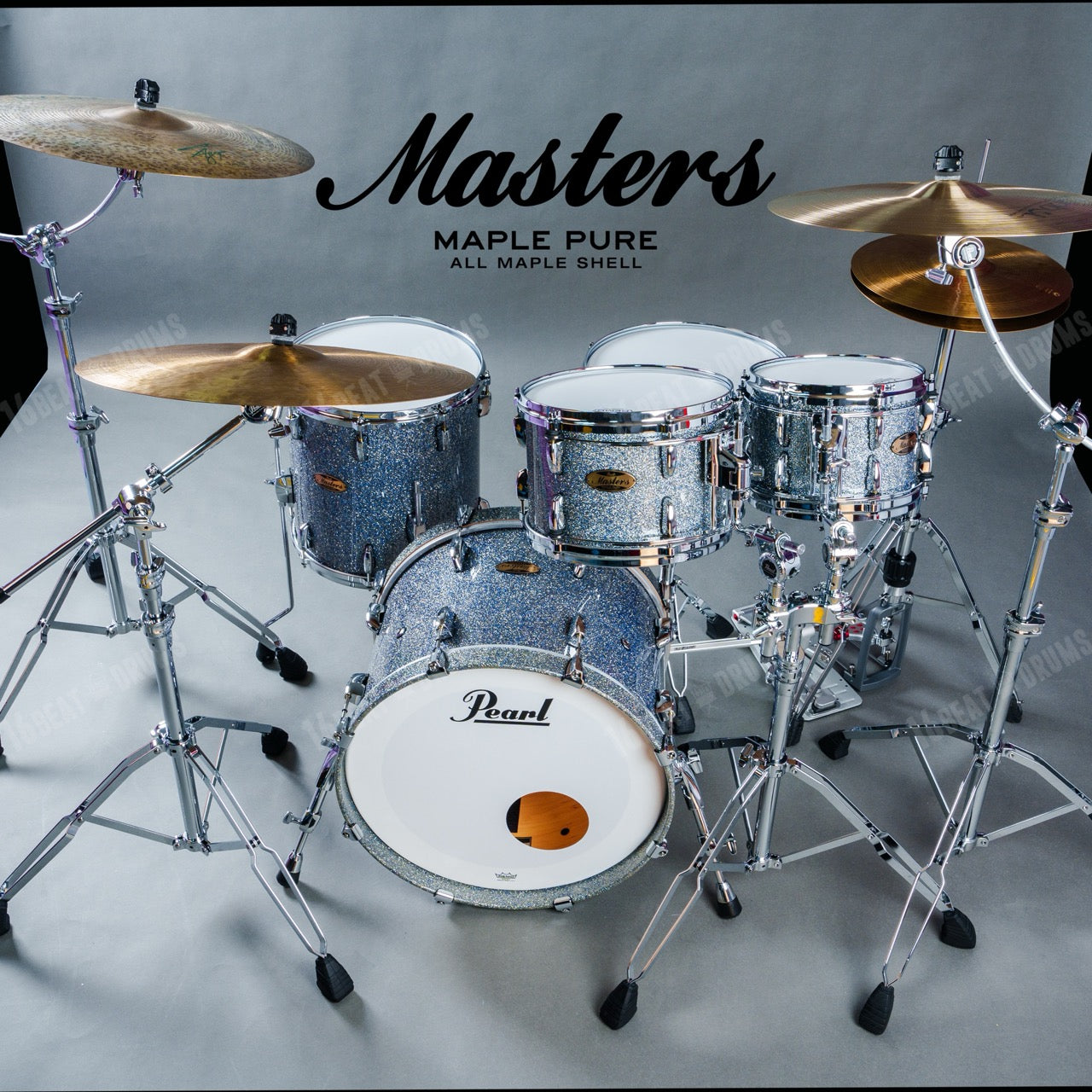 Pearl Drums Masters Maple Pure in Crystal Rain (20" kick drum) MP4C-5-Pc-Complete-L-20/C#195