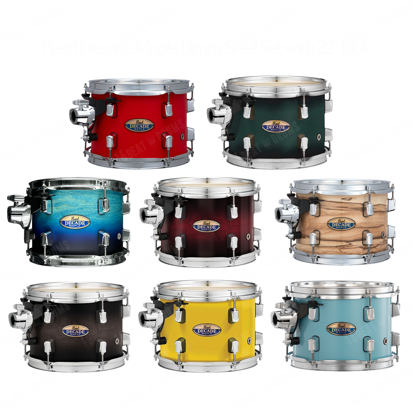 Pearl Drums Decade Maple series complete 5 pc drum shell set with 22" kick drum DMP-925-S-P-C