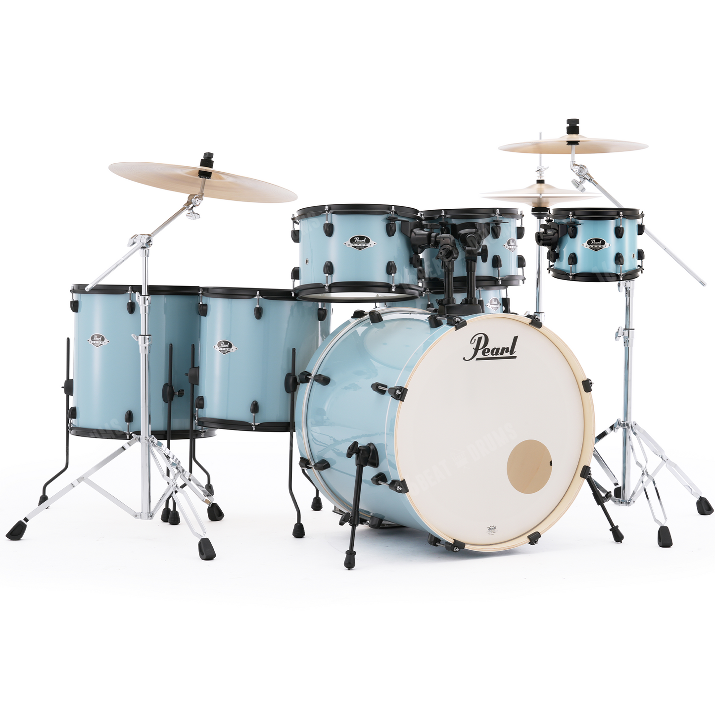Pearl Drums Export series complete 7 pc drum shell set with 22" kick drum in Daphne Blue w/ Black Hardware EXX-727-S-P-N-C-869