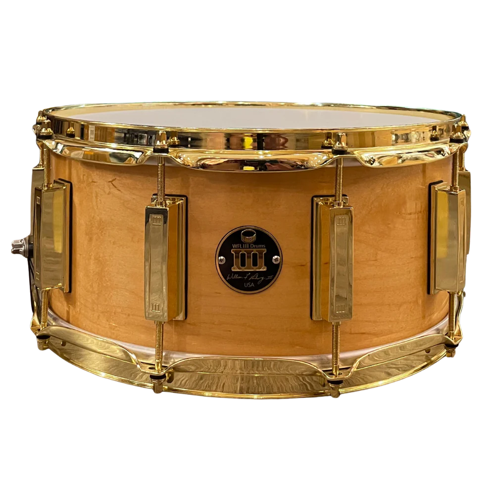 WFL3 Maple Snare Drum - Natural Gloss 6.5"x14" Brass Lugs Trick b1