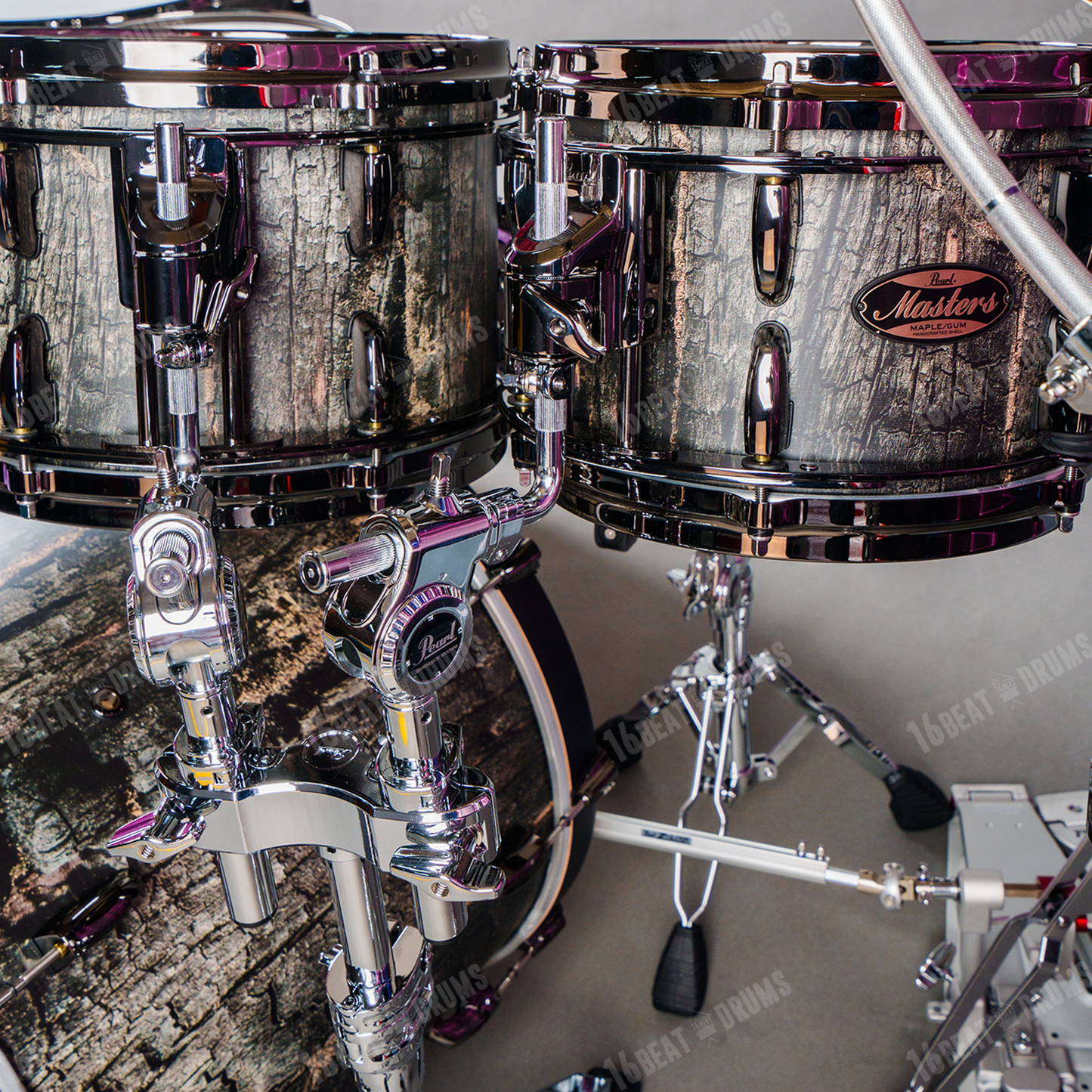 Pearl Drums Masters Maple Gum in Satin Charred Oak with Black Nickel Hardware MMGC-6-Pc-Complete-L/BN#824