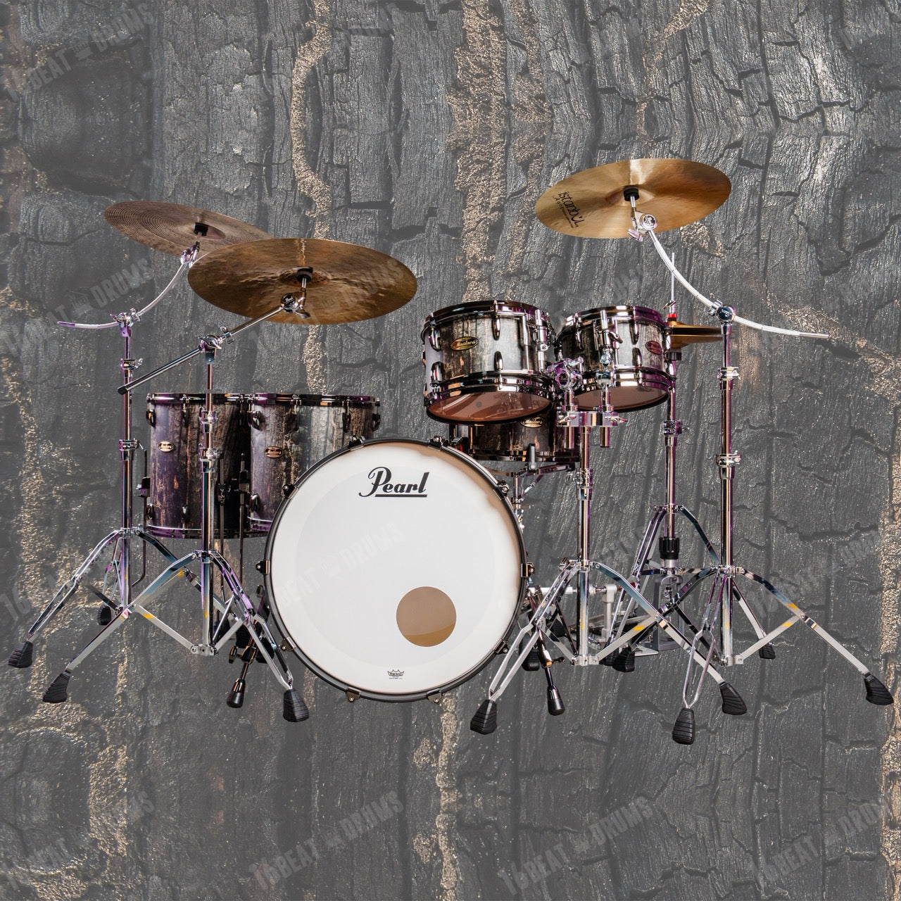 Pearl Drums Masters Maple Gum in Satin Charred Oak with Black Nickel Hardware MMGC-6-Pc-Complete-L/BN#824