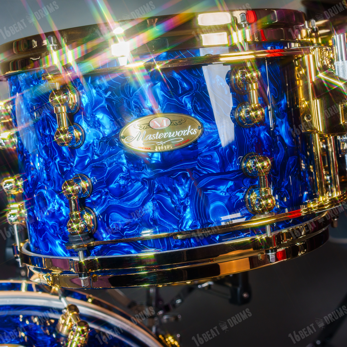 Pearl Drums Masterworks in Blue Abalone with Gold Hardware Tube Lugs & special individual shell formulas MW-6-Pc-Complete/G#418