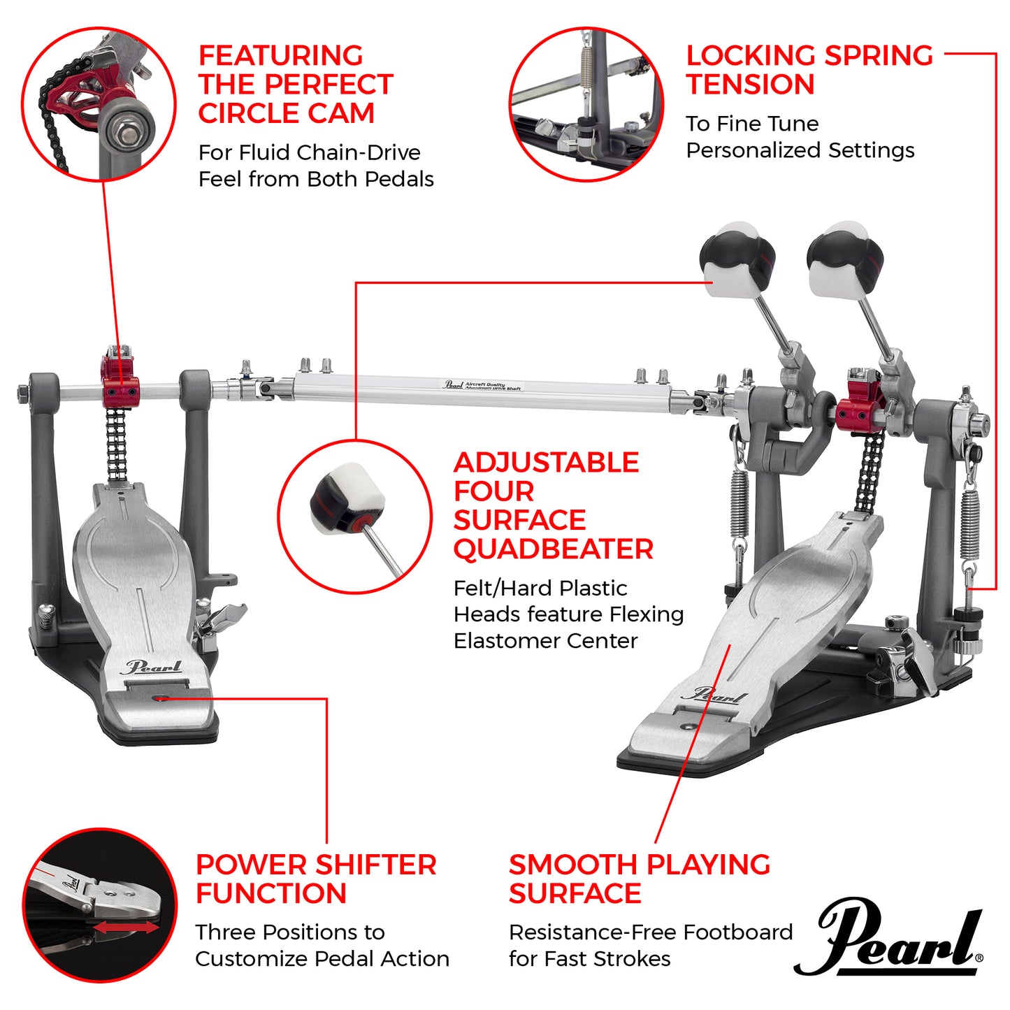 Pearl Eliminator Solo Red Double Pedal P-1032R