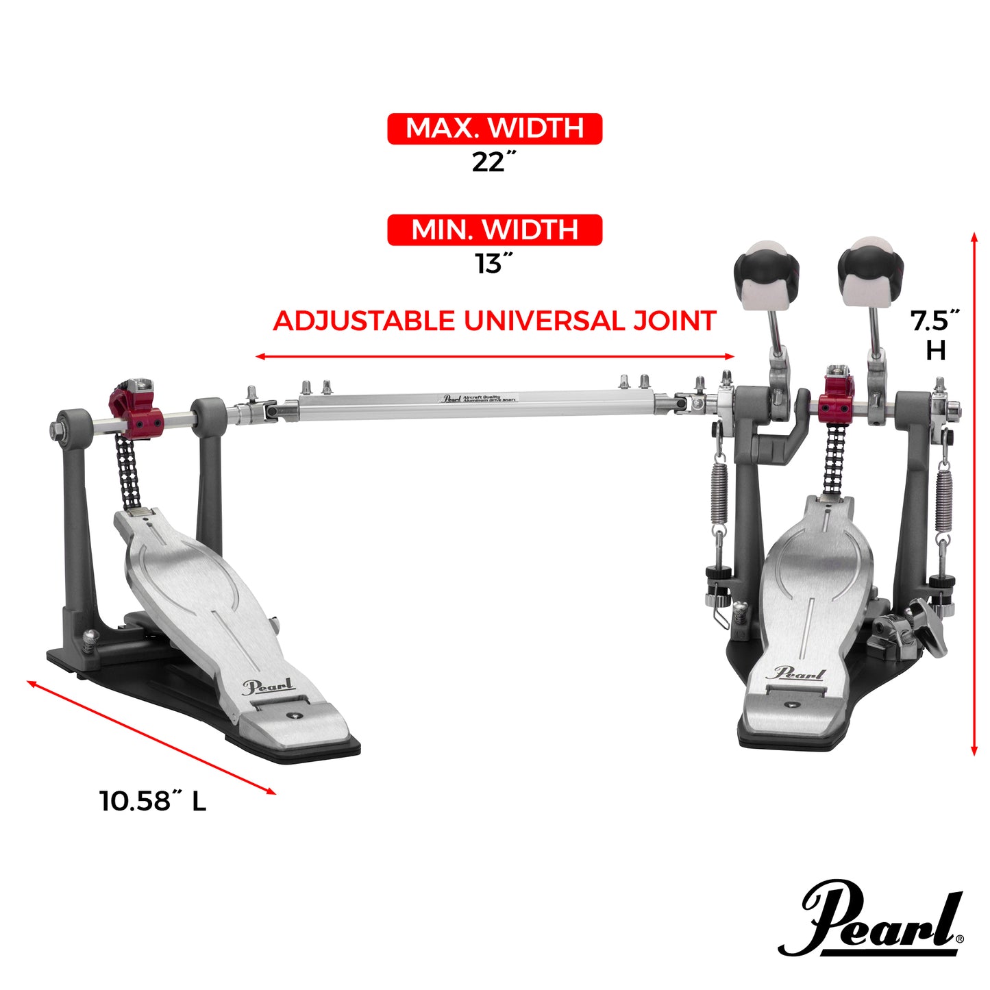 Pearl Eliminator Solo Red Double Pedal P-1032R