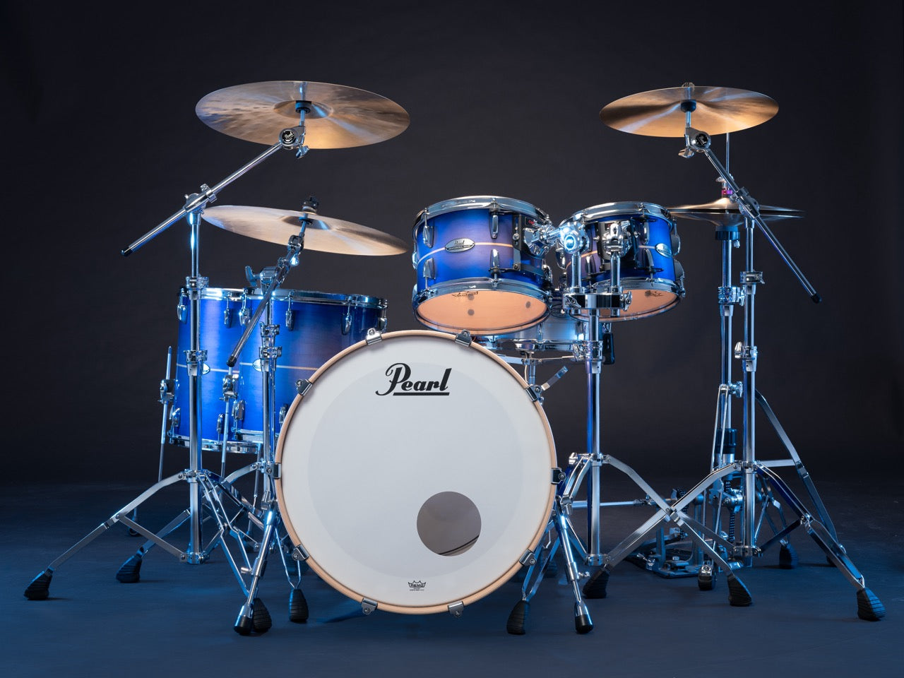 Pearl Drums Professional series in Royal Blue Burst Stripe PMX-6-Pc-Complete-/C#764