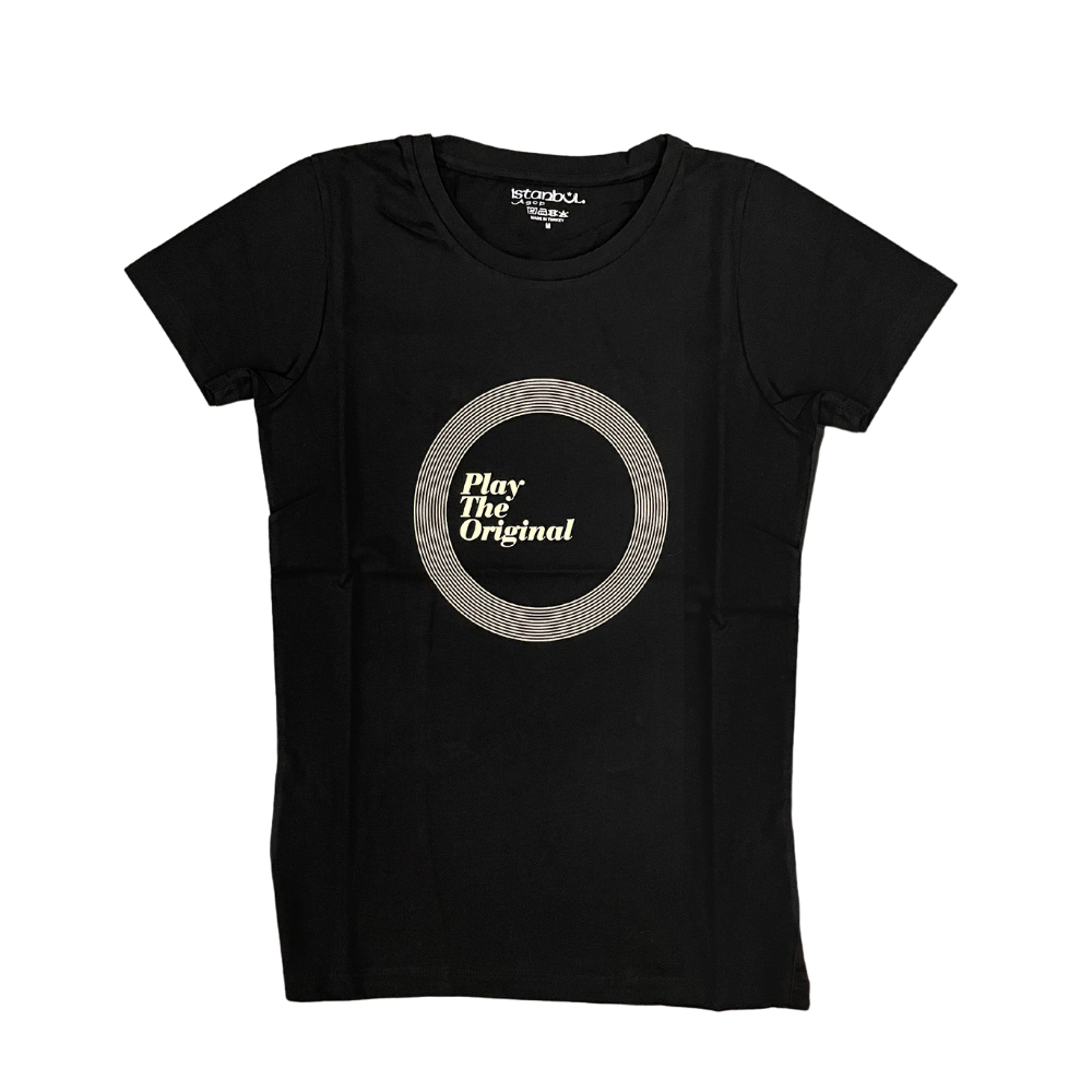 Istanbul Agop T shirt "PLAY THE ORIGINAL" (CREAM LOGO) DARK BLUE WOMEN'S