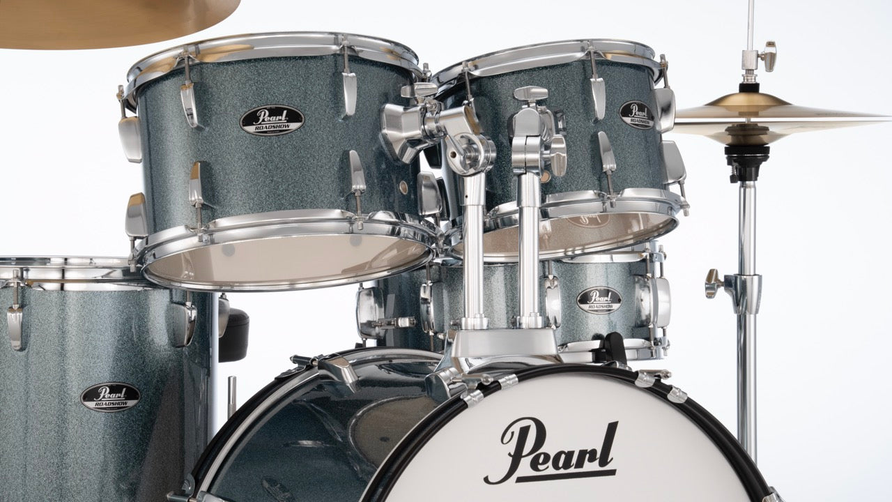 Pearl Drums Roadshow series complete 5 pc drumset with 20" kick drum including 3 cymbals, hardware and throne RS-505-B-C-C