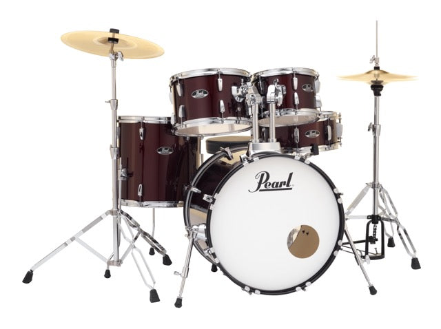 Pearl Drums Roadshow series complete 5 pc drumset with 20" kick drum including 3 cymbals, hardware and throne RS-505-B-C-C