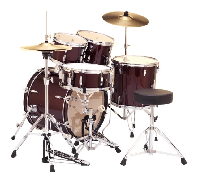 Pearl Drums Roadshow series complete 5 pc drumset with 20" kick drum including 3 cymbals, hardware and throne RS-505-B-C-C