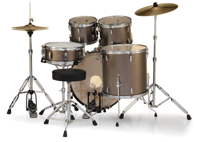 Pearl Drums Roadshow series complete 5 pc drumset with 20" kick drum including 3 cymbals, hardware and throne RS-505-B-C-C