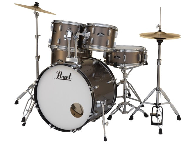 Pearl Drums Roadshow series complete 5 pc drumset with 20" kick drum including 3 cymbals, hardware and throne RS-505-B-C-C