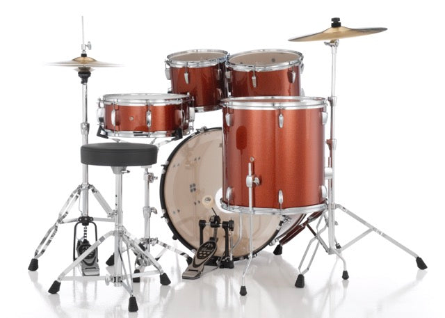 Pearl Drums Roadshow series complete 5 pc drumset with 20" kick drum including 3 cymbals, hardware and throne RS-505-B-C-C