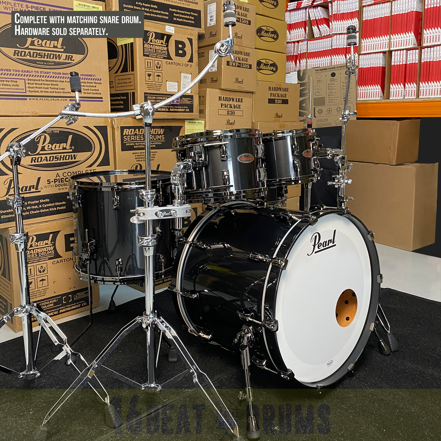 Pearl Drums Reference in Black Pearl Exclusive with Black Nickel Hardware RF-5-Pc-Complete-/BN#331
