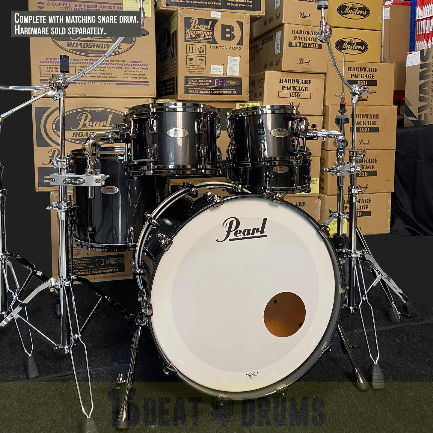 Pearl Drums Reference in Black Pearl Exclusive with Black Nickel Hardware RF-5-Pc-Complete-/BN#331