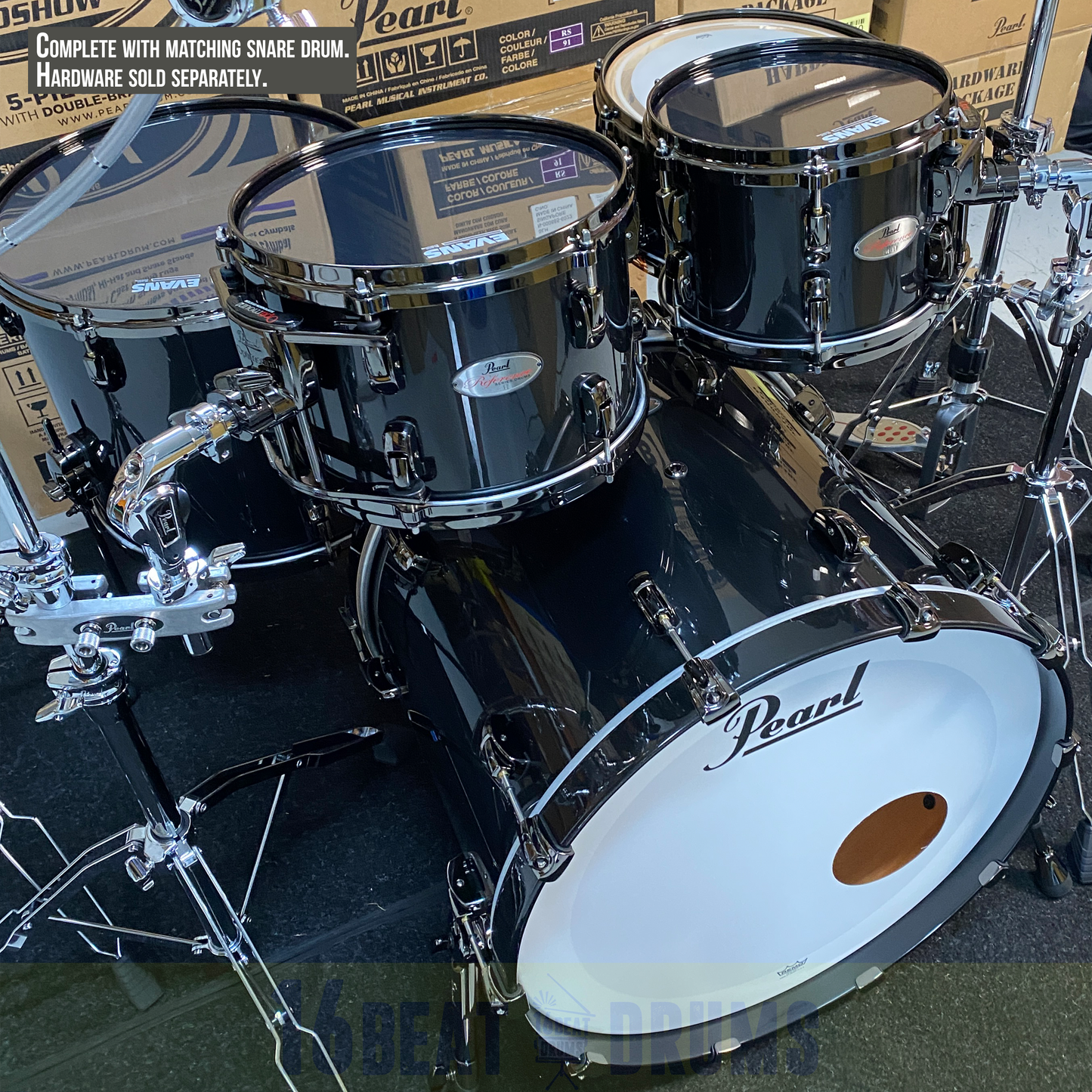 Pearl Drums Reference in Black Pearl Exclusive with Black Nickel Hardware RF-5-Pc-Complete-/BN#331