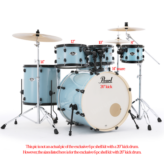 Pearl Drums Export series complete 6 pc drum shell set with 20" kick drum in Daphne Blue w/ Black Hardware EXX-706-P-N-C-869