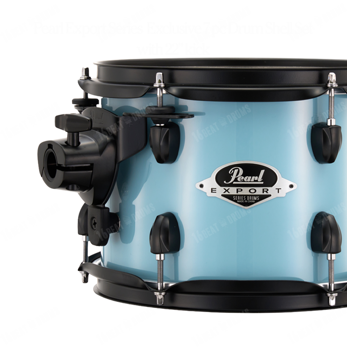 Pearl Drums Export series complete 7 pc drum shell set with 22" kick drum in Daphne Blue w/ Black Hardware EXX-727-S-P-N-C-869