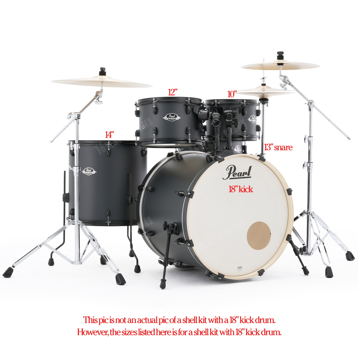 Pearl Drums Export series complete 5 pc drum shell set w/ Black Hardware with 18" kick EXX-785-PN-C