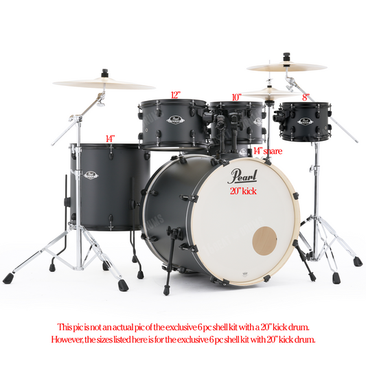 Pearl Drums Export series complete 6 pc drum shell set with 20" kick drum in Graphite Slate w/ Black Hardware EXX-706-P-N-C-866