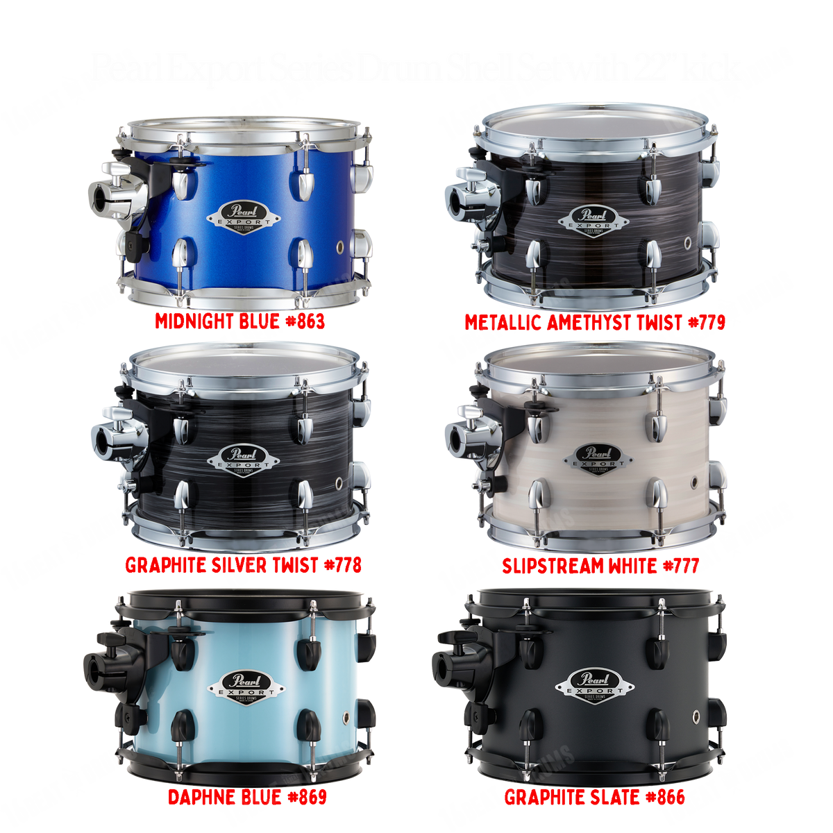 Pearl Drums Export series complete 5 pc drum shell set with 22" kick drum EXX-725-SPN-C