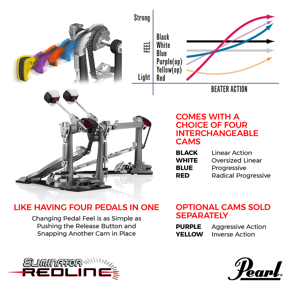 Pearl Eliminator Redline Double Bass Drum Pedal P-2052C