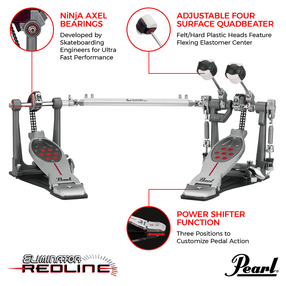 Pearl Eliminator Redline Double Bass Drum Pedal P-2052C