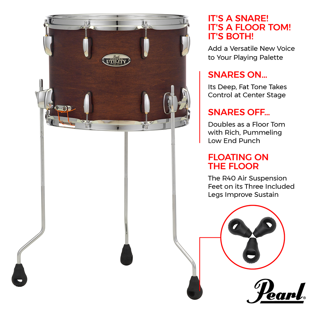 Pearl Modern Utility Maple Satin Brown Floor Tom Snare Drum 14"x10" MUS1410FM220