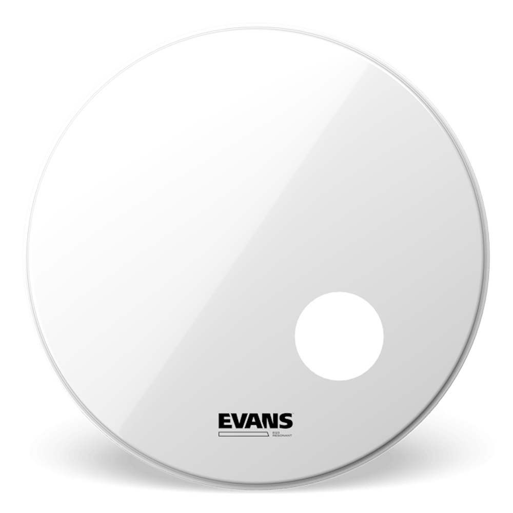 Evans EQ3 Bass Resonant SMOOTH WHITE with Hole