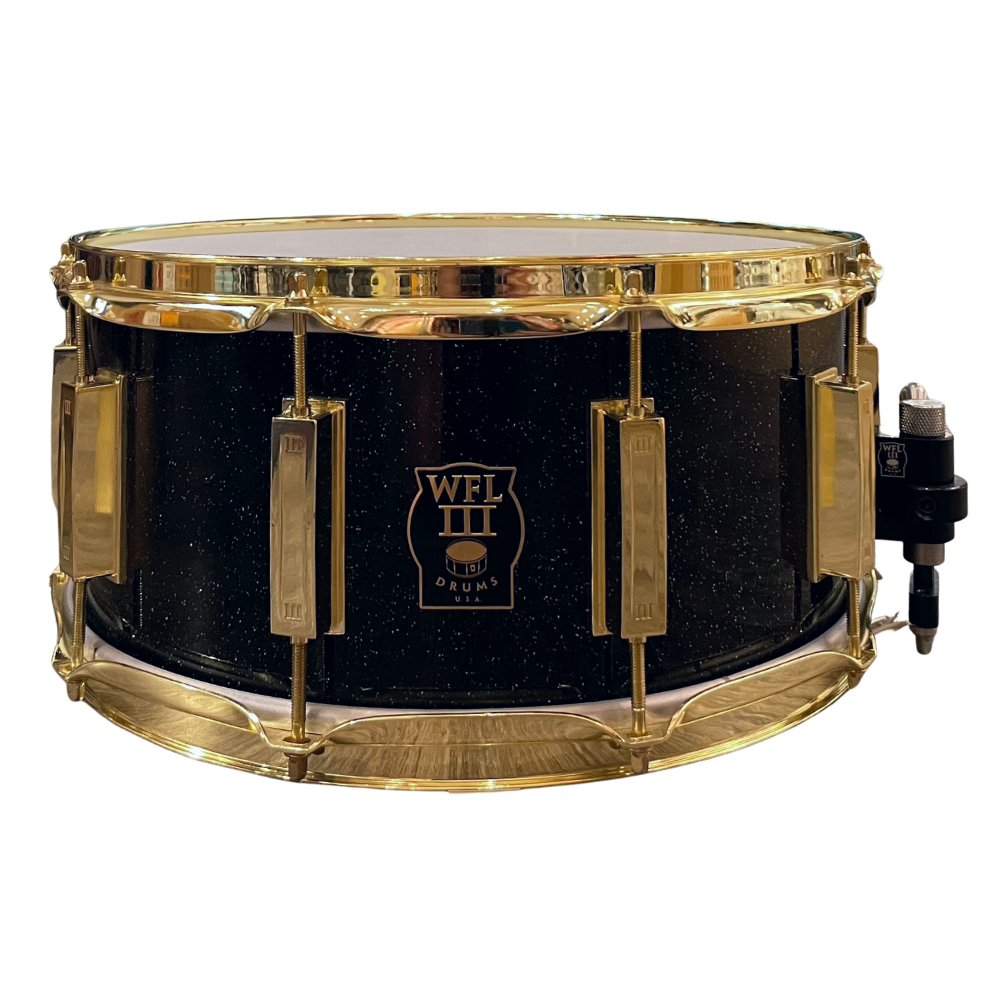 WFL3 Aluminum Snare Drum - Black Sparkle 6.5"x14" Brass Lugs Trick b2
