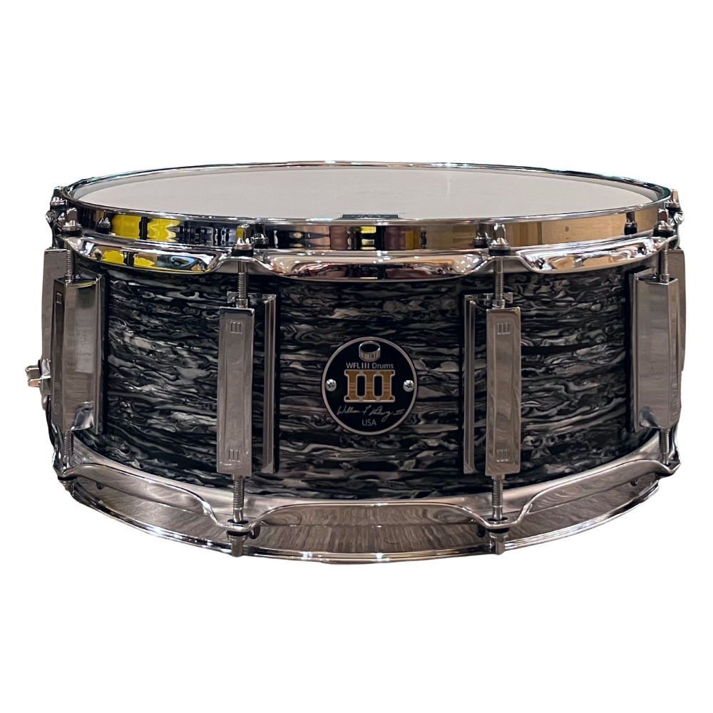 WFL3 60's Maple Snare Drum - Black Oyster 5.5"x14" Chrome Lugs S1 throwoff b2