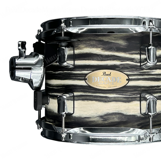 Pearl Drums Decade Maple Artisan series complete Black Satin Marble drum shell set with 20" kick drum DMPA-905-P-C