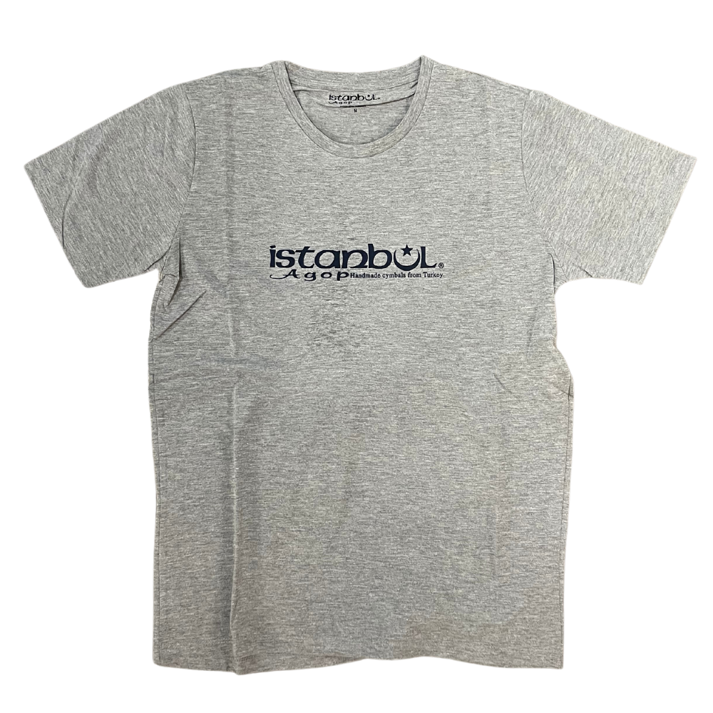 Istanbul Agop  T Shirt "PLAY THE ORIGINAL" (BLUE LOGO) GREY T-Shirt