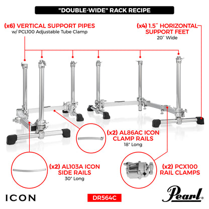 Pearl ICON Twin Low-Rise Folding Side Racks Curved Drum Rack DR-564C