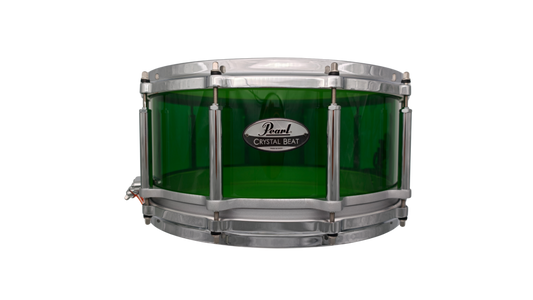 Pearl Limited Edition Free Floating Crystal Beat Acrylic Snare Drum 14"x6.5" in Clear Green Emerald (Light blemish-Price reduced)