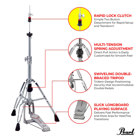 Pearl Hi-Hat Stand with Quick Release Rapid Clutch H-930QR