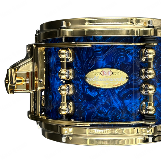 Pearl Drums Masterworks in Blue Abalone with Gold Hardware Tube Lugs & special individual shell formulas MW-6-Pc-Complete/G#418