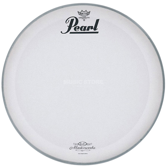Pearl White Coated Bass Drum Front Head Remo P3 w/ Pearl & Masterworks Logo 22" MWH-22PL