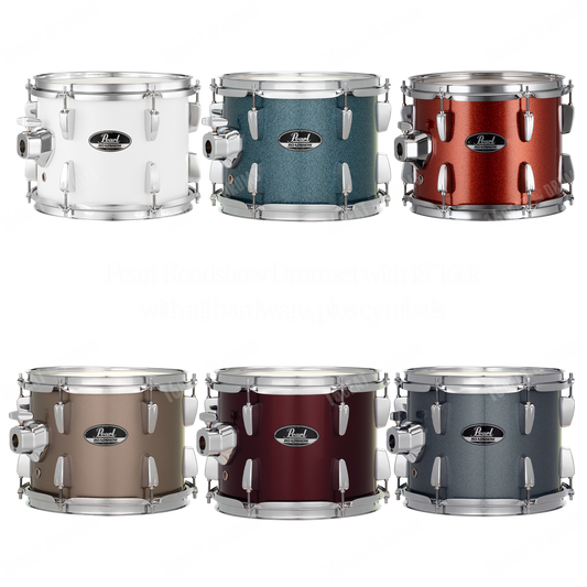 Pearl Drums Roadshow series complete drumset with 18" kick drum including 2 cymbals, hardware and throne RS-585-C-C