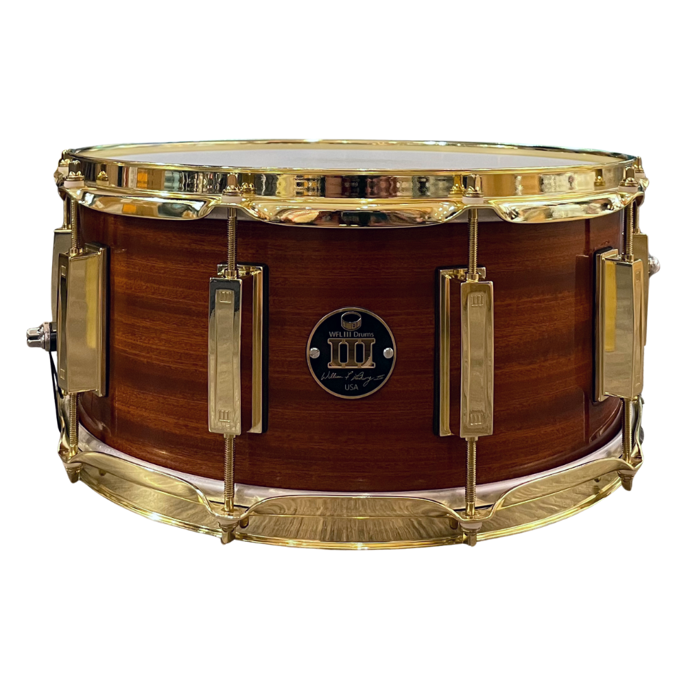 WFL3 Mahogany Snare Drum - Natural Gloss 6.5"x14" Brass Lugs Trick b2