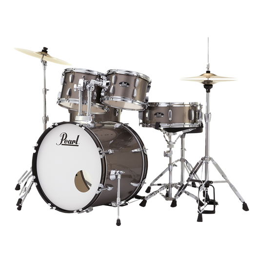 Pearl ROADSHOW BRONZE METALLIC 5 Pc Drum Kit (20" kick) w/ Hardware+Throne+Cymbals (14HH/16CR/20R)