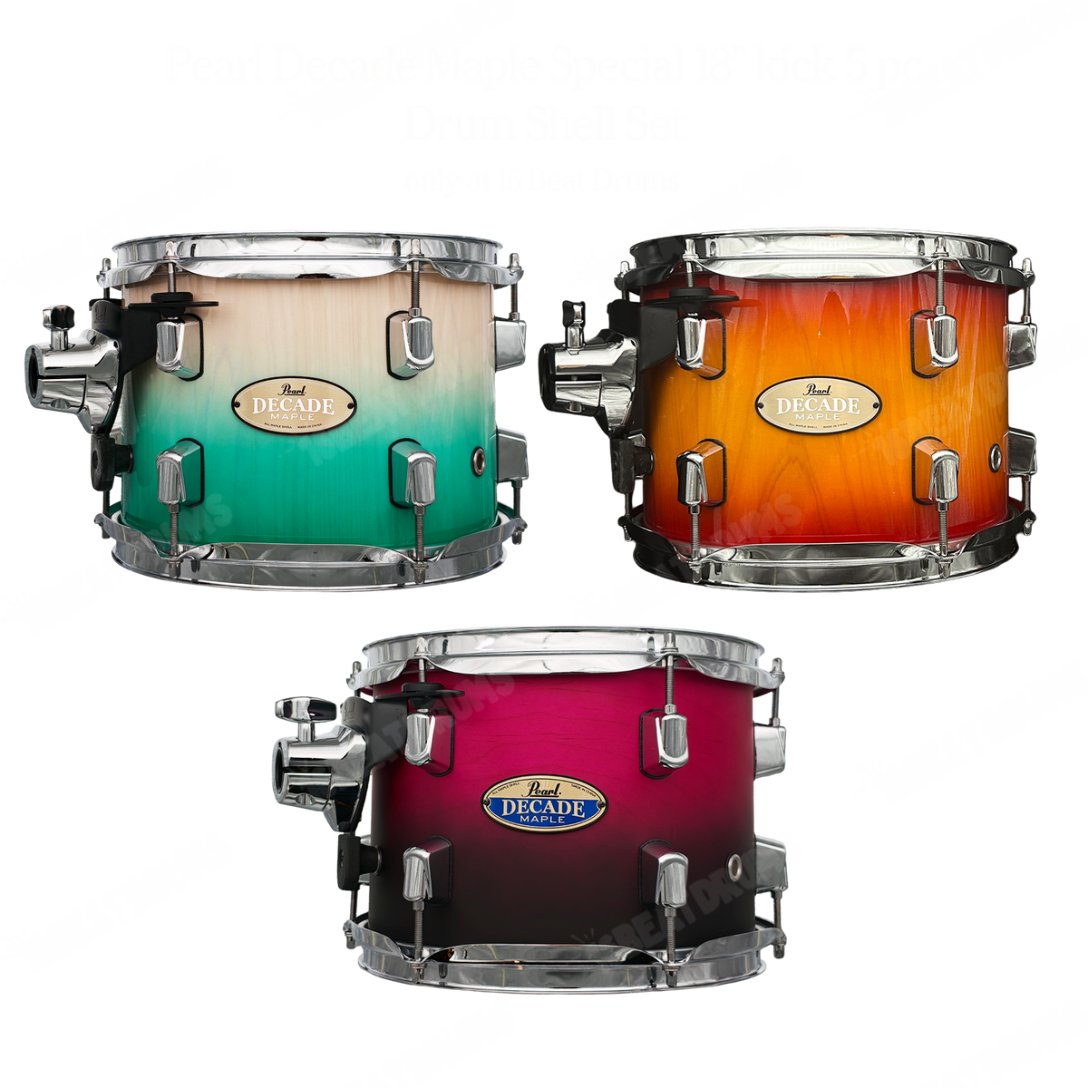 Pearl Drums special Decade Maple Series Complete 5pc Drum Shell set with 18" kick drum DMP-985-P-C