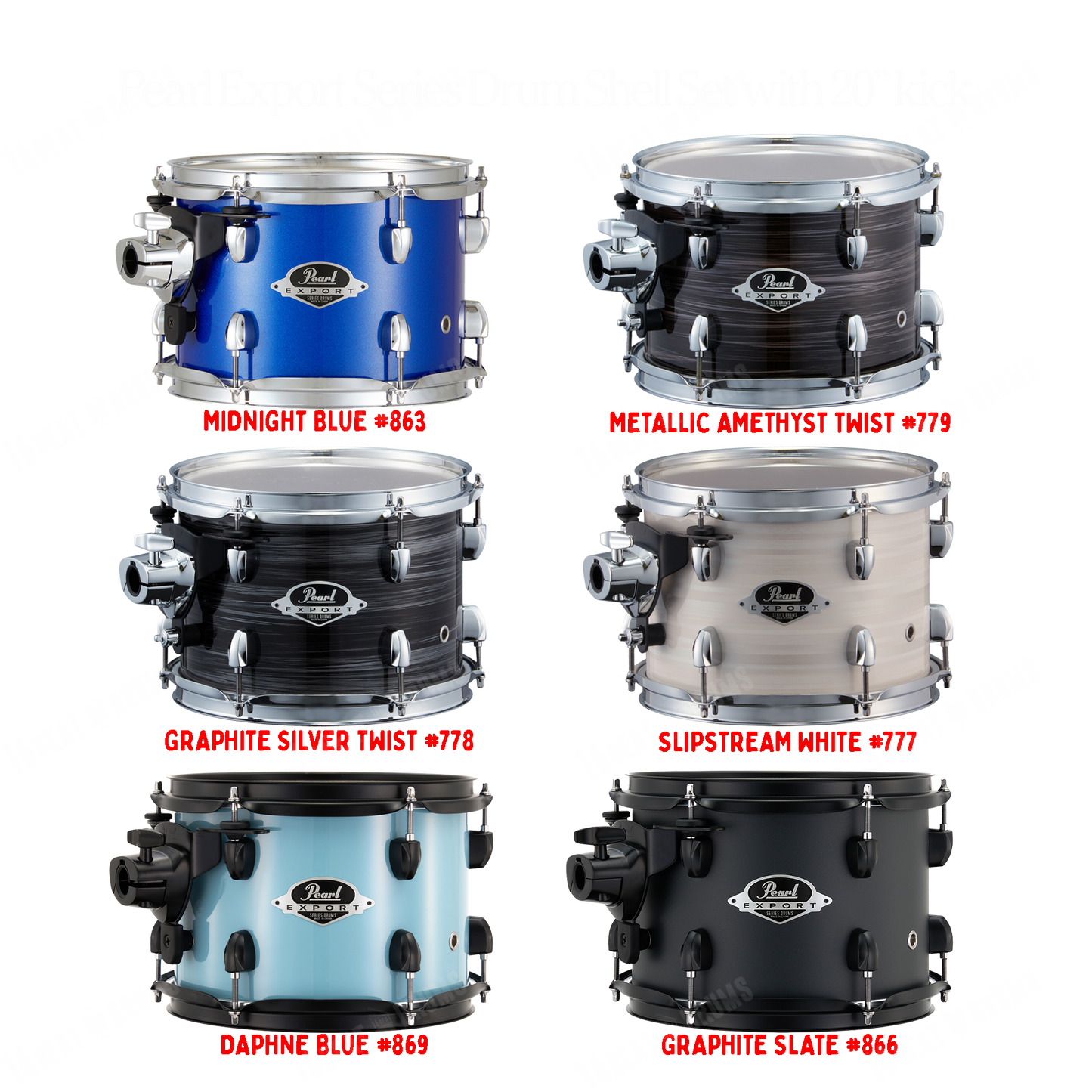 Pearl Drums Export series complete 5 pc drum shell set with 20" kick drum EXX-705-PN-C