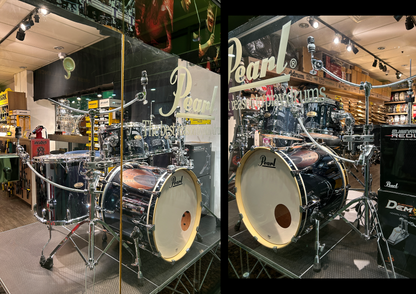 Pearl SESSION STUDIO SELECT series in Black Mirror Chrome, complete 5 piece shell set including matching snare drum