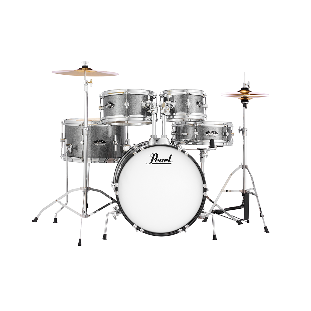 Pearl ROADSHOW JR. 5pc Drum Kit (16" kick) w/ Hardware+Throne+Cymbals (1x 14HH /1x 16CR), GRINDSTONE SPARKLE