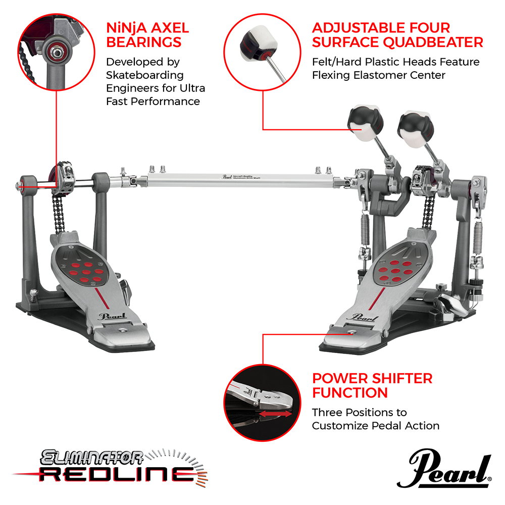 Pearl Eliminator REDLINE Double Pedal Chain drive with carrying case